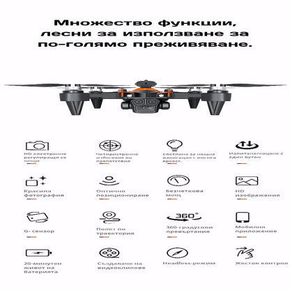 Дрон TrioVision MAX с 3 камери, VR очила и LED дисплей
