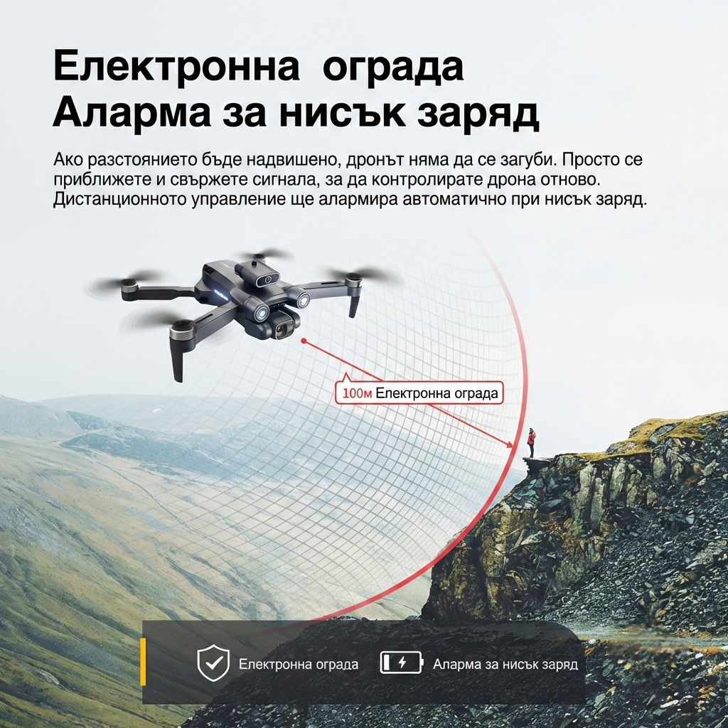 Дрон DualGaze - Електронна ограда и аларма за нисък заряд