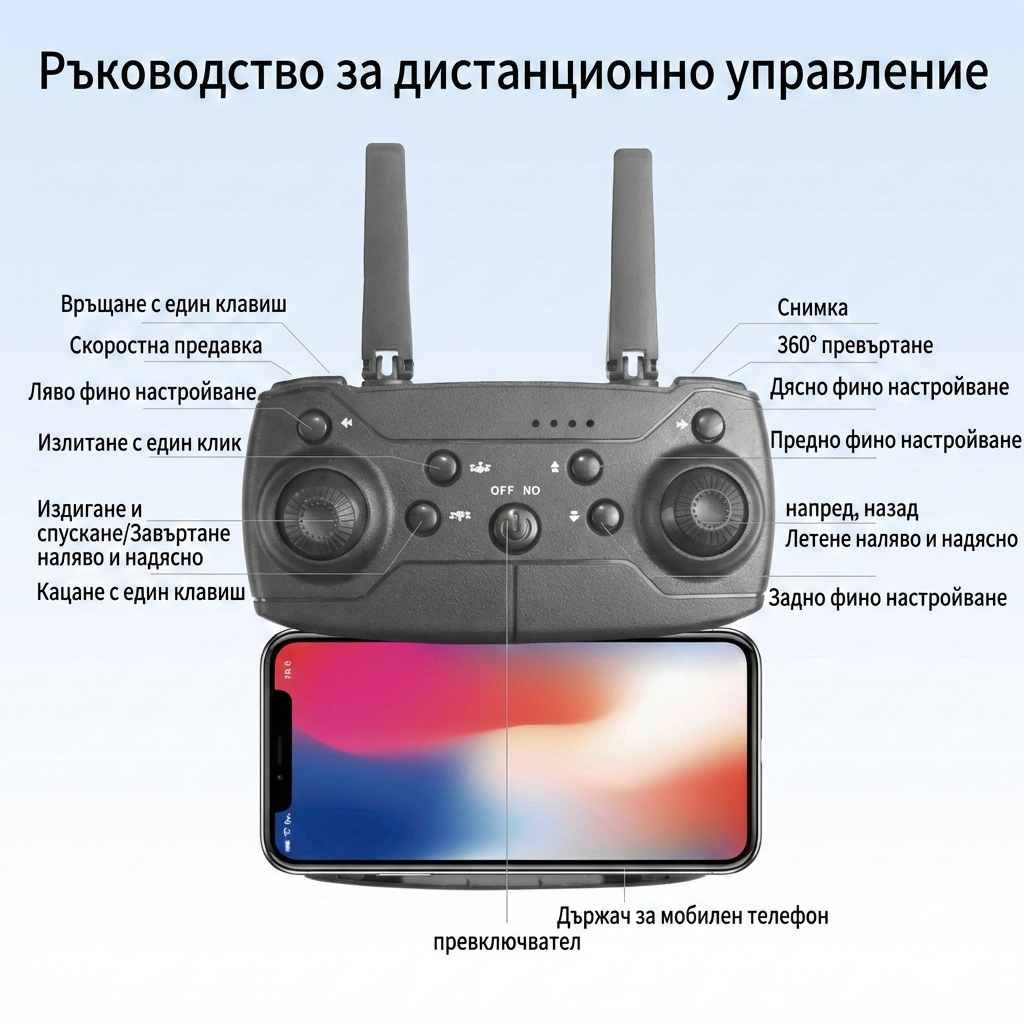 Дрон E100 - Ръководство за дистанционното управление