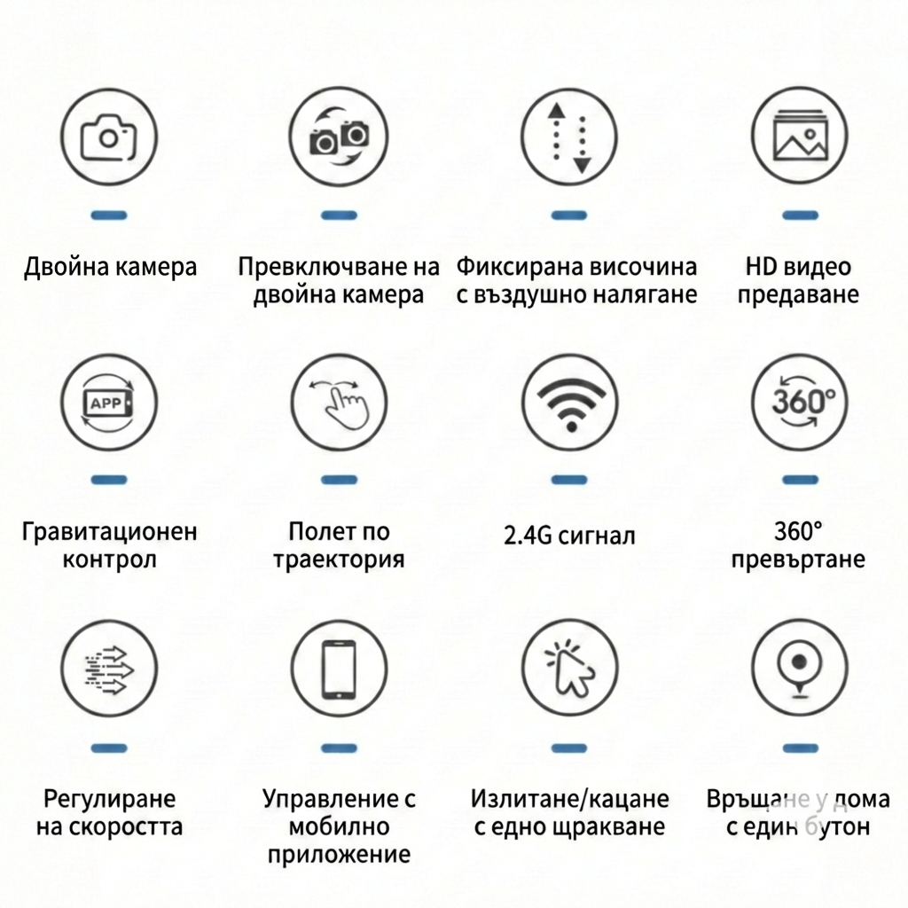 Дрон E100 - Всички функции на дрона