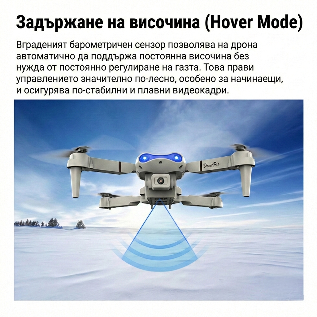 Дрон E100 - Задържане на височина (Hover Mode)