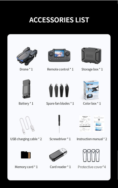 Сгъваем Дрон E100 с Двойна камера и Интелигентни функции, подходящ за Деца и Любители