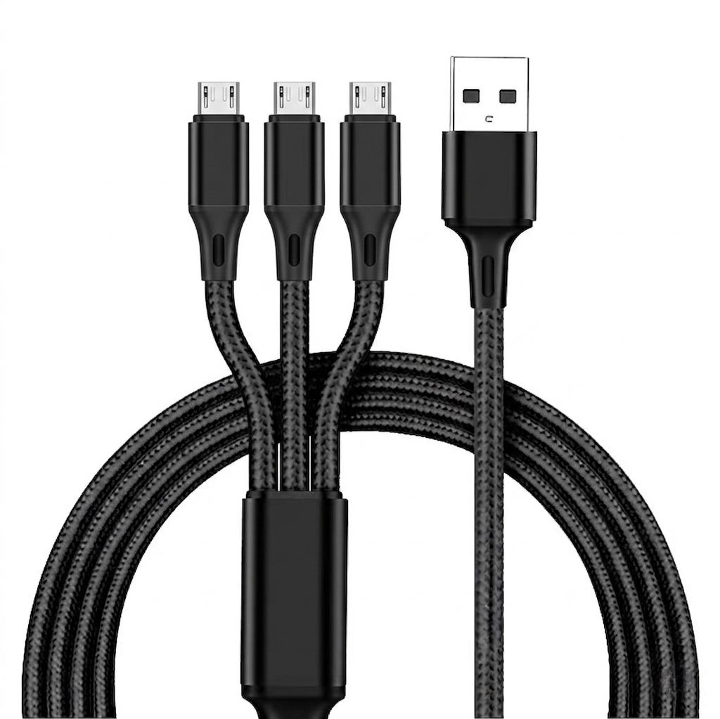 3 в 1 USB кабел за зареждане с три MicroUSB конектора за батерии за дрон